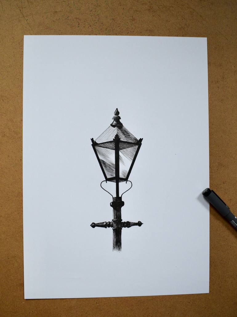 Original Black & White Architecture Drawing by Eve Osborne