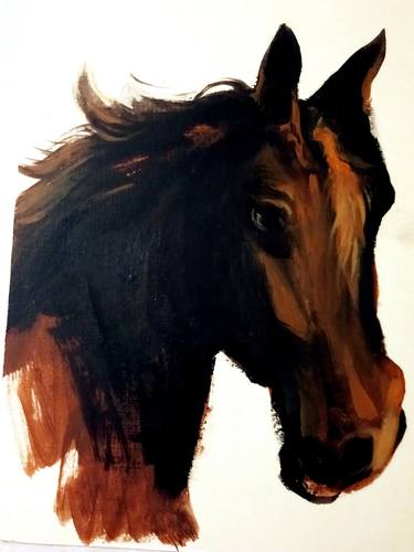 Original Expressionism Horse Painting by Bidyut Kanti Majumdar