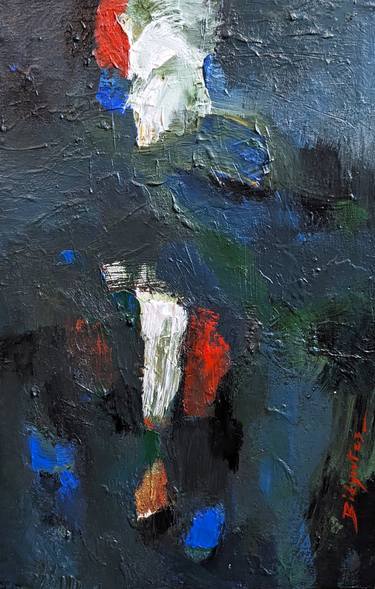 Original Abstract Expressionism Abstract Painting by Bidyut Kanti Majumdar