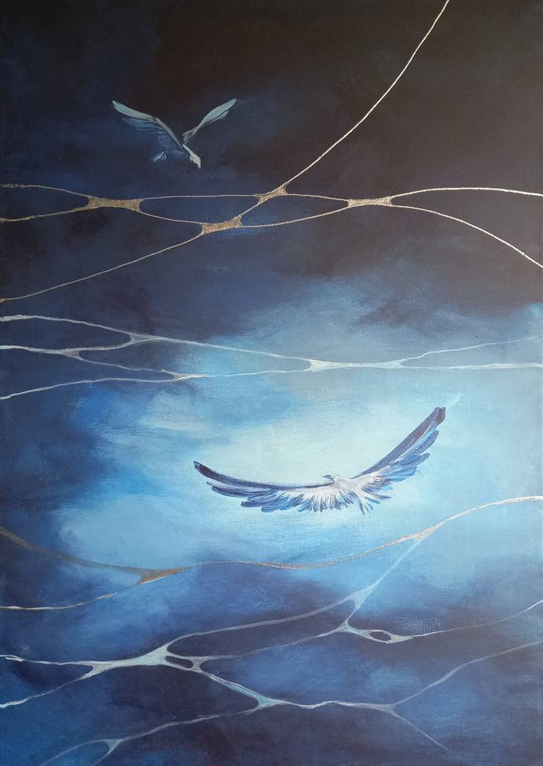 Original Abstract Painting by Julia S | Abstract Art on Canvas | Silver threads of the night sky