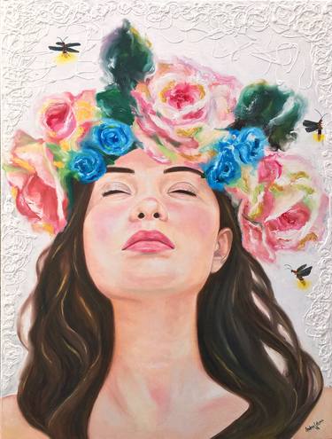 Original Portraiture Women Painting by Andrea Letona