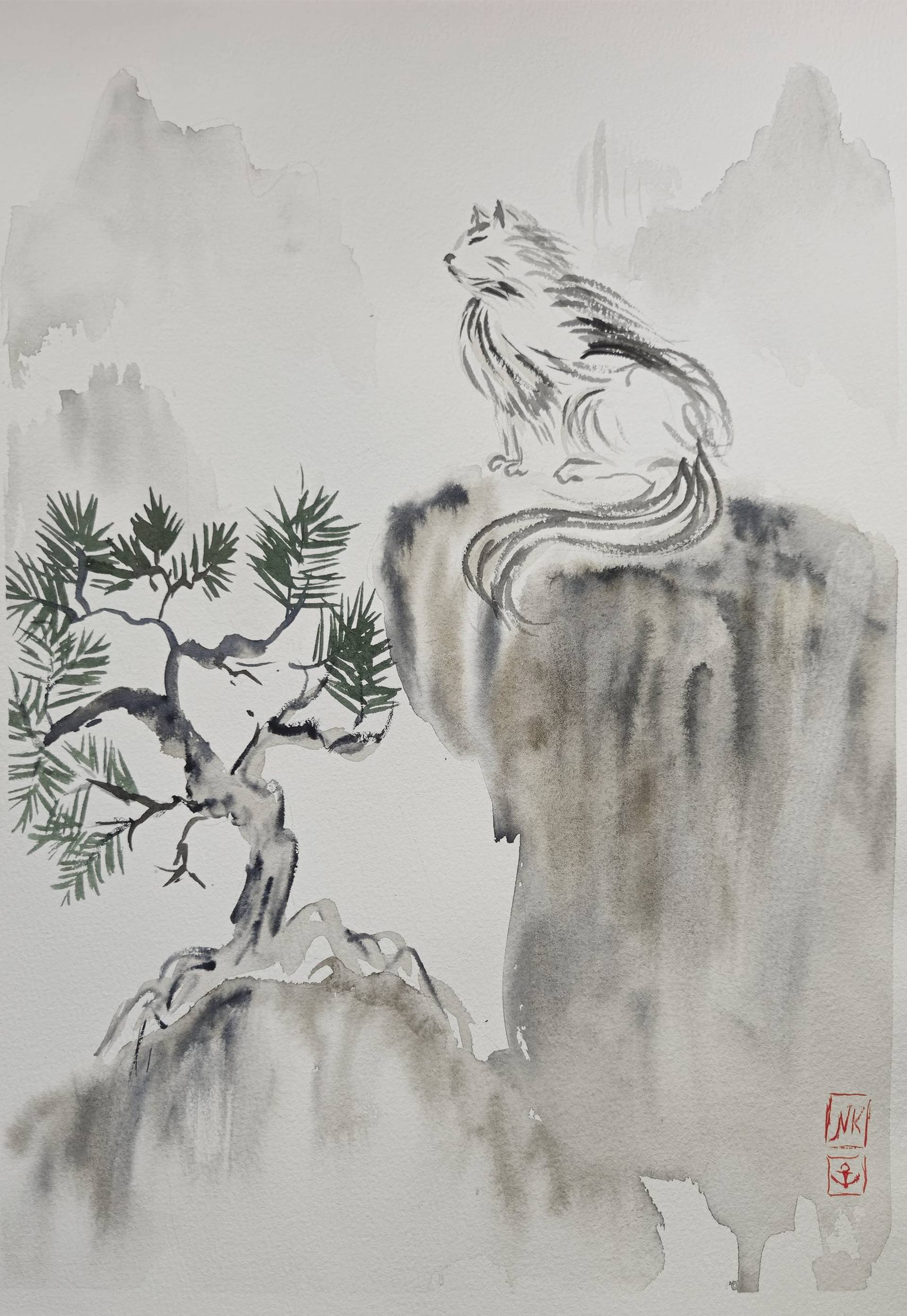 水墨画 山田大作「滝」Ink painting Daisaku Yamada 11516465-XTNLHMVM-33.jpg