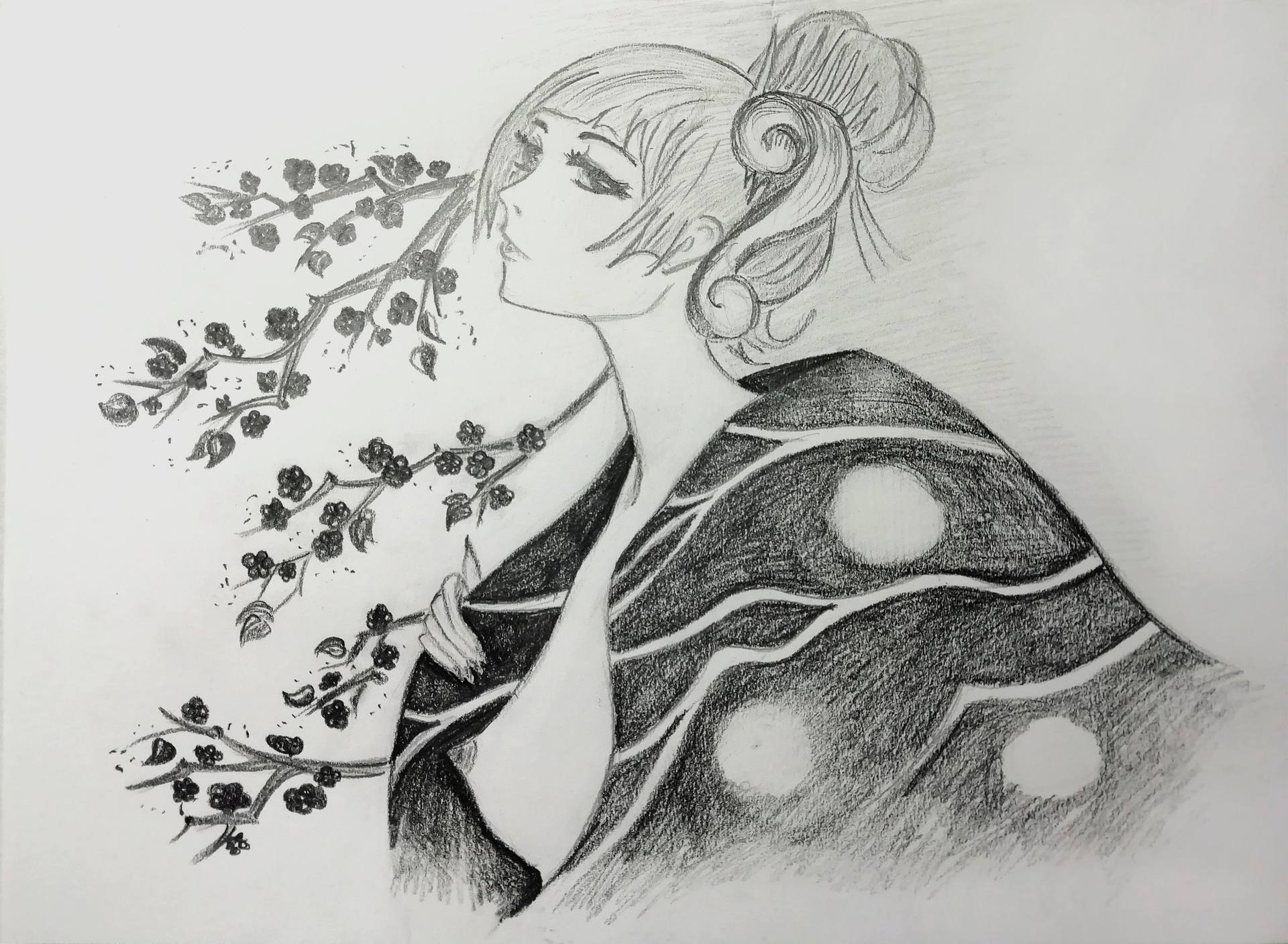 鉛筆画「One Japanese woman」　B5大サイズ 11600141-HBOZSDMA-8.jpg