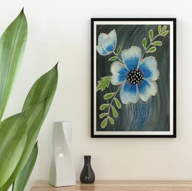 Original Art Deco Floral Paintings by Nida Tariq