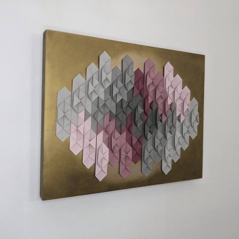 Original Abstract Geometric Mixed Media by Melanie Wong