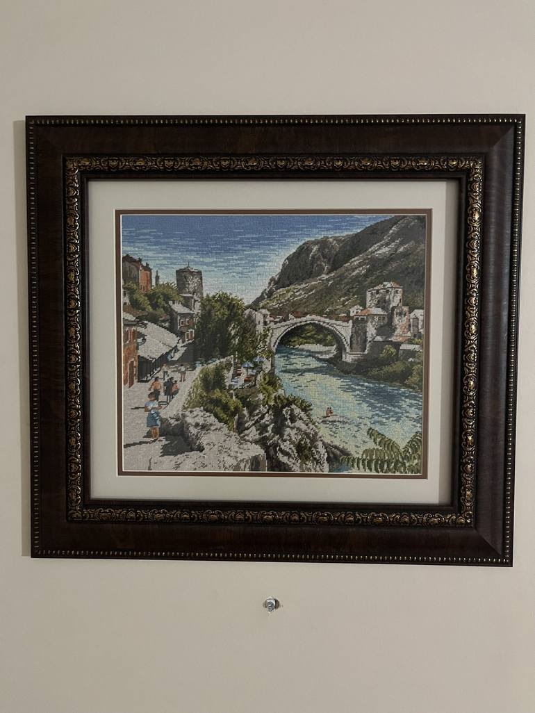 Original Art Deco Architecture Painting by Hafize Keskin