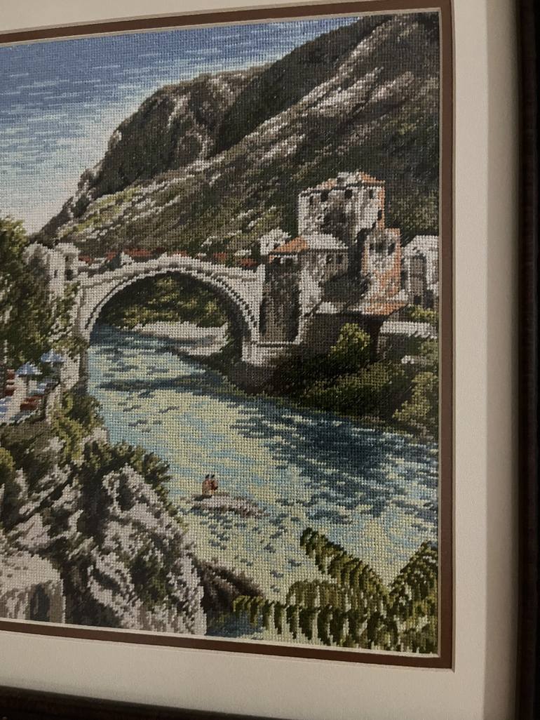 Original Art Deco Architecture Painting by Hafize Keskin