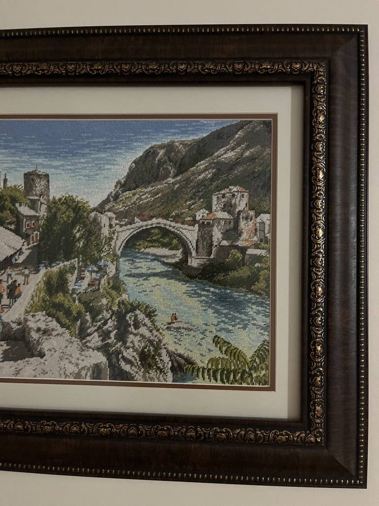 Original Art Deco Architecture Painting by Hafize Keskin