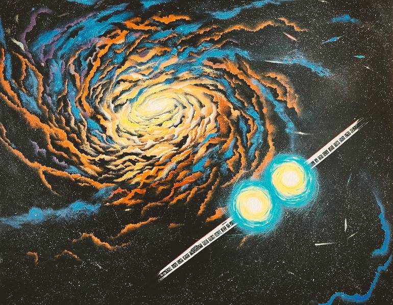 Original Fantasy Painting by Han Saem David  Futurism Art on Canvas  floating of