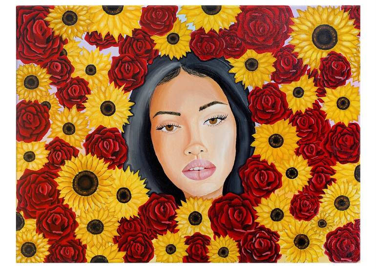 Original Portraiture Floral Paintings by Rochelle Dickerson