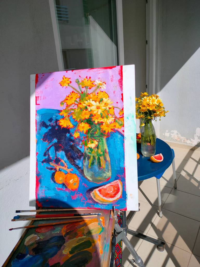 Original Abstract Expressionism Still Life Painting by Maria Podhorniak