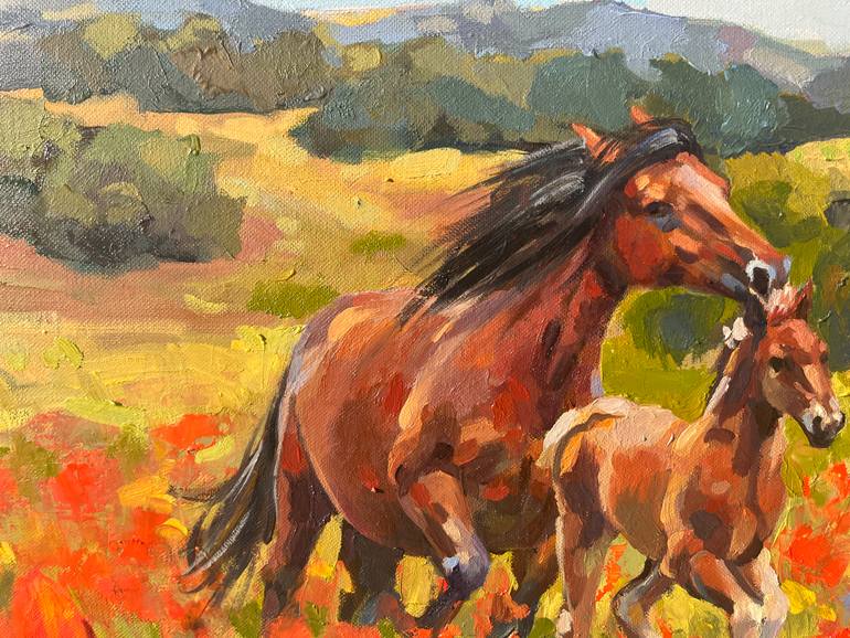 Original Impressionism Horse Painting by Elena Recondo