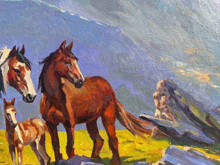 Original Impressionism Horse Painting by Elena Recondo