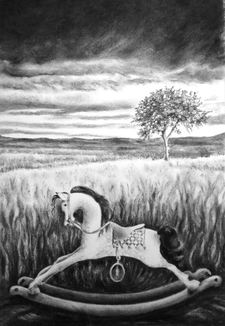 Rocking Horse Drawing by Jenny Johnstone | Saatchi Art