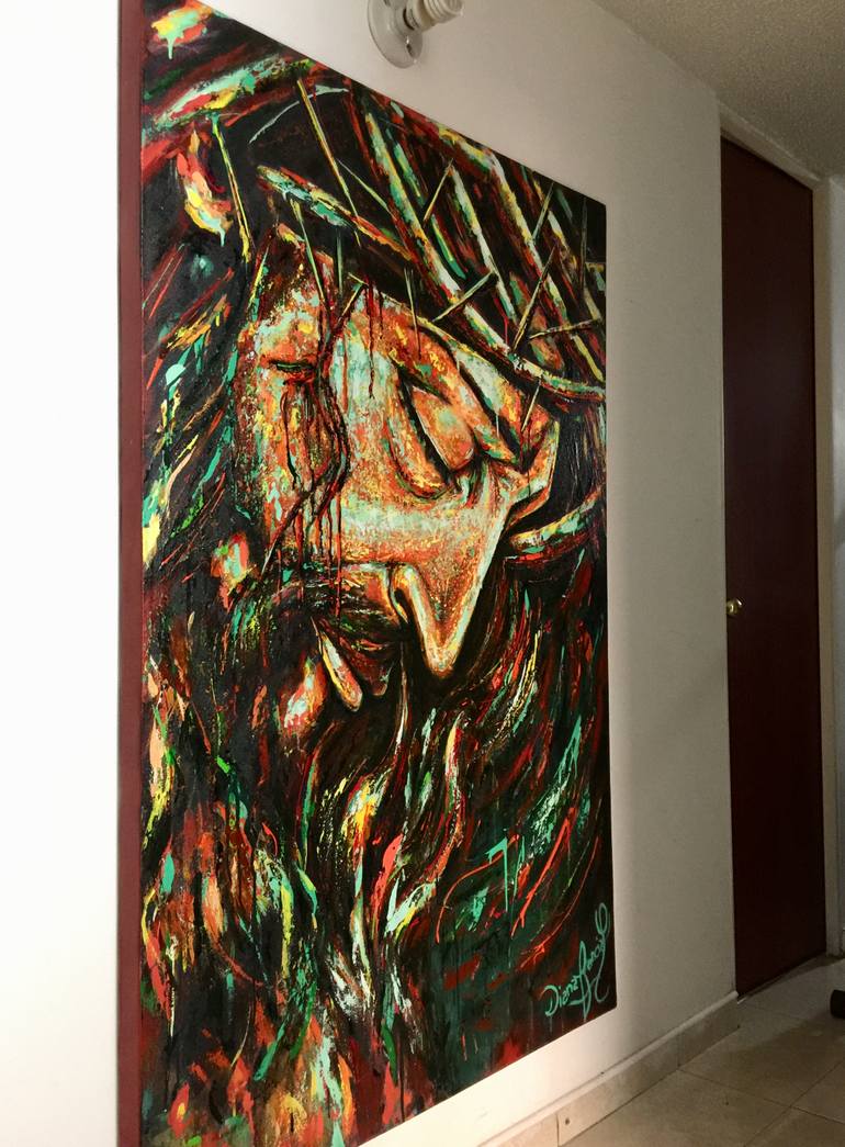 Original Expressionism Religion Painting by Diana Francia Gomez Ordóñez