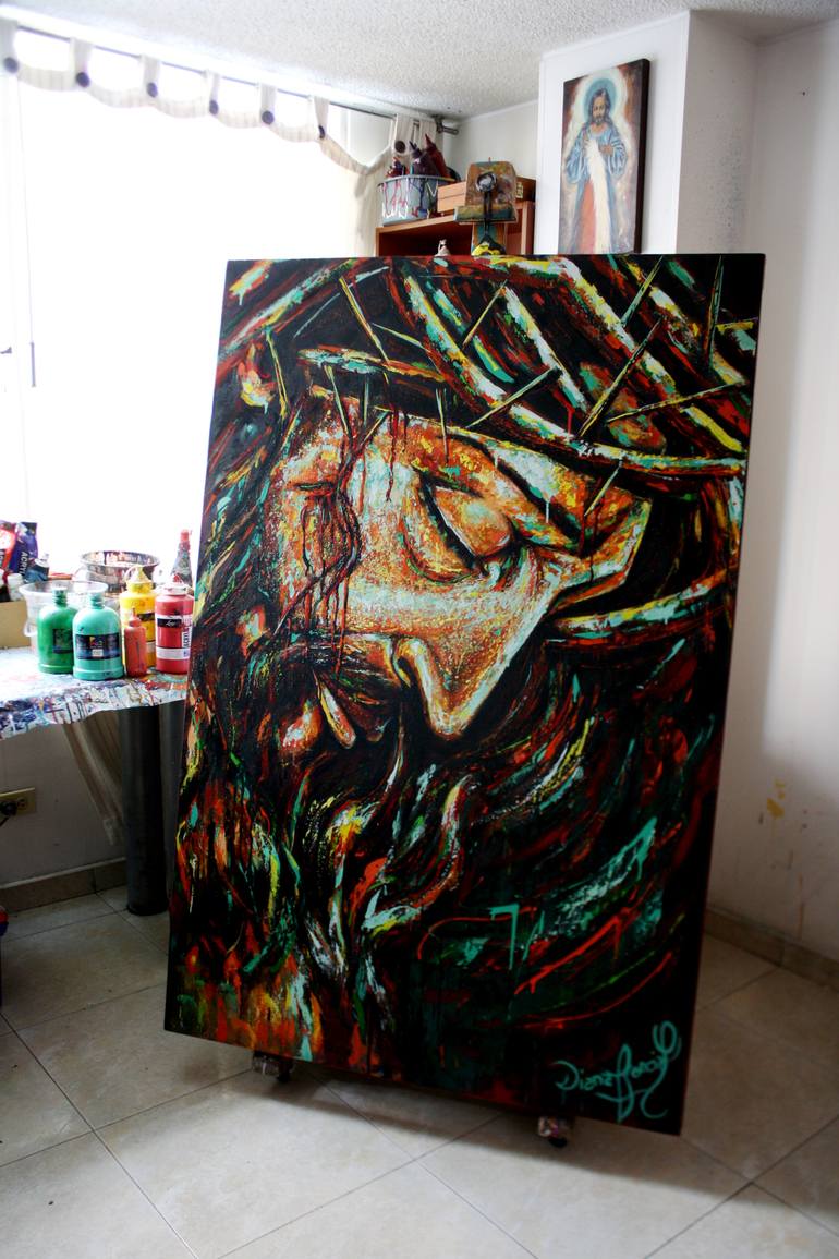 Original Expressionism Religion Painting by Diana Francia Gomez Ordóñez