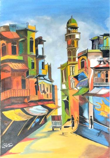 Original Street Art Cities Paintings by Sidra  Idrees 