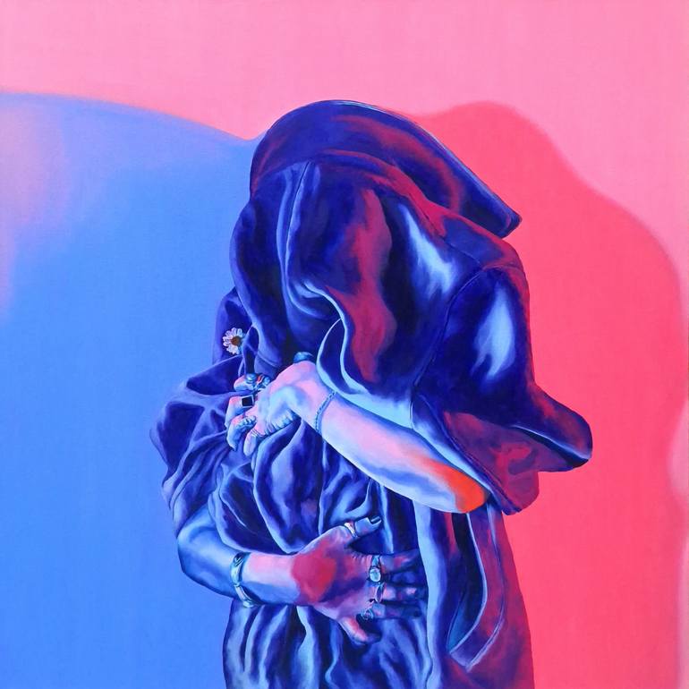Original Love Painting by Yagmur Kara | Figurative Art on Canvas | Night of Gratitude to the Moon