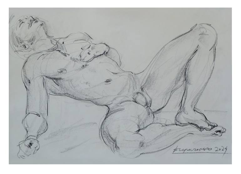 Original Contemporary Nude Drawings by Olena Kyrychenko
