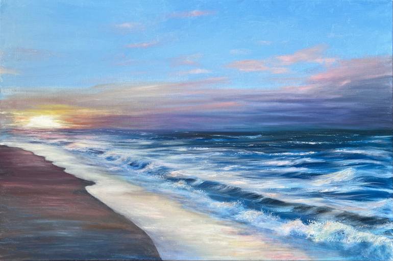 Sunrise at the Baltic Sea Painting by Oksana Salminen | Saatchi Art