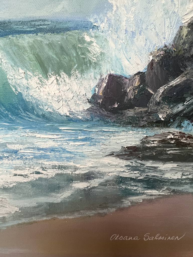 Original Impressionism Beach Painting by Oksana Salminen
