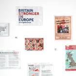Installation detail of BREXIT archive part of EUROPEAN PA55PORT at MOCA London October 2018 by David Blackmore