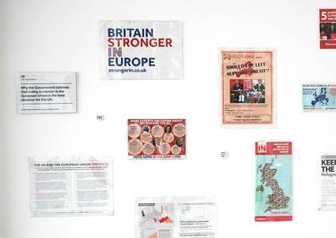 Installation detail of BREXIT archive part of EUROPEAN PA55PORT at MOCA London October 2018 thumb