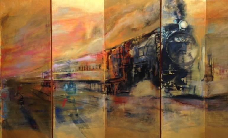 The Emperor's Train (Oil on Japanese Screen) - Print