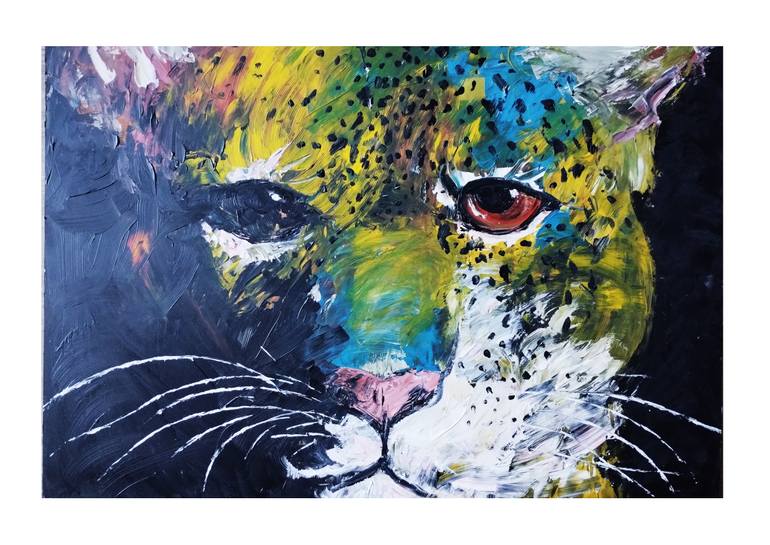 Original Animal Painting by Stefano Petris | Contemporary Art on Mdf | Eyes in the night