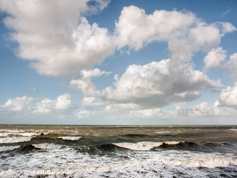 Original Seascape Photography by Theo Bos | Realism Art on Paper | North Sea at Scheveningen Pier #6871 - saltatory sky.