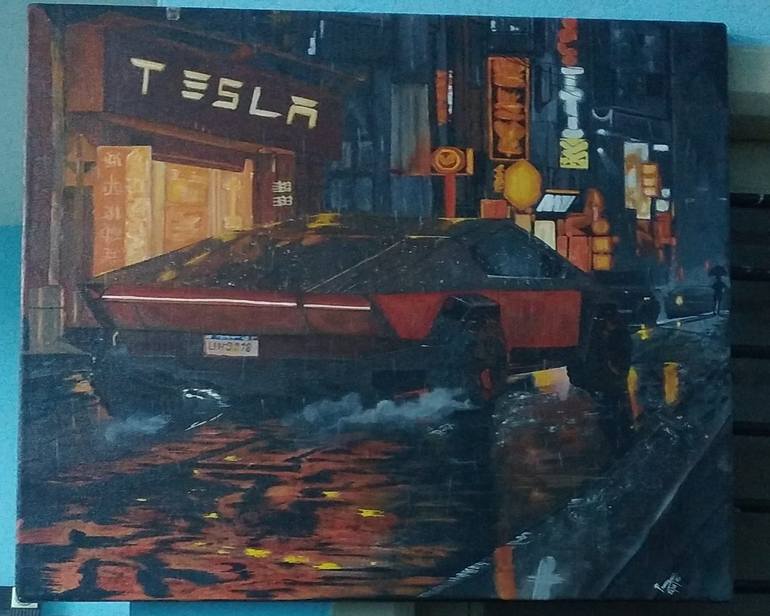 Original Geometric Car Painting by Pravallika Madhavan