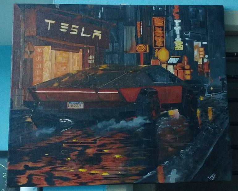 Original Geometric Car Painting by Pravallika Madhavan