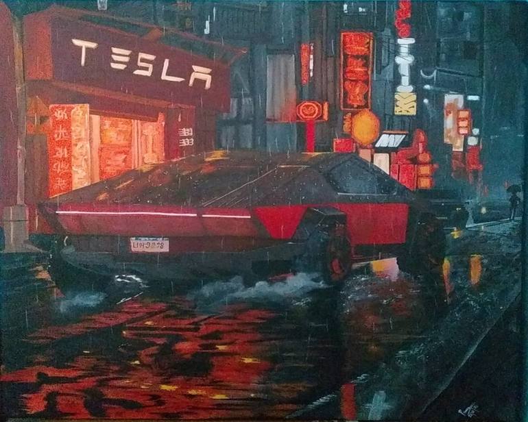 Original Geometric Car Painting by Pravallika Madhavan
