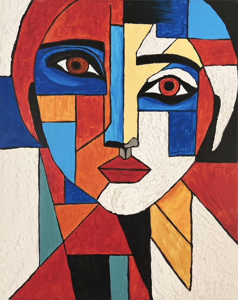 Original Cubism Abstract Paintings by Kseniia Velikanova