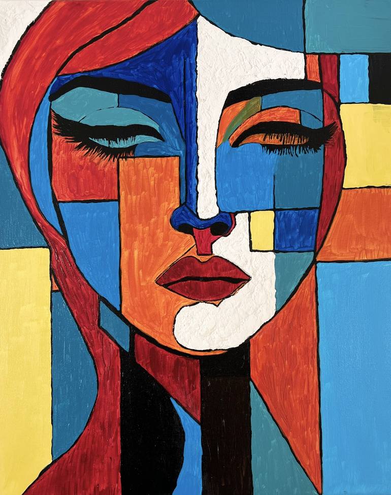Original Cubism Abstract Paintings by Kseniia Velikanova