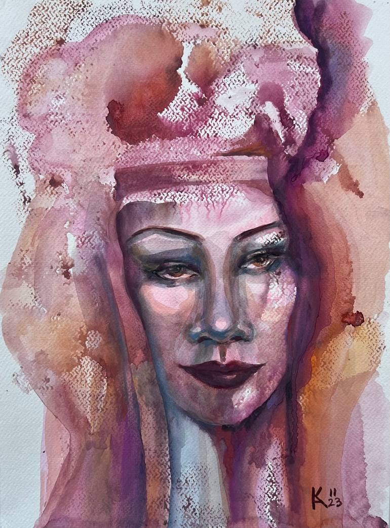 Original Women Painting by Katerina Anchugova | Abstract Expressionism Art on Paper | Women in the sunset rays