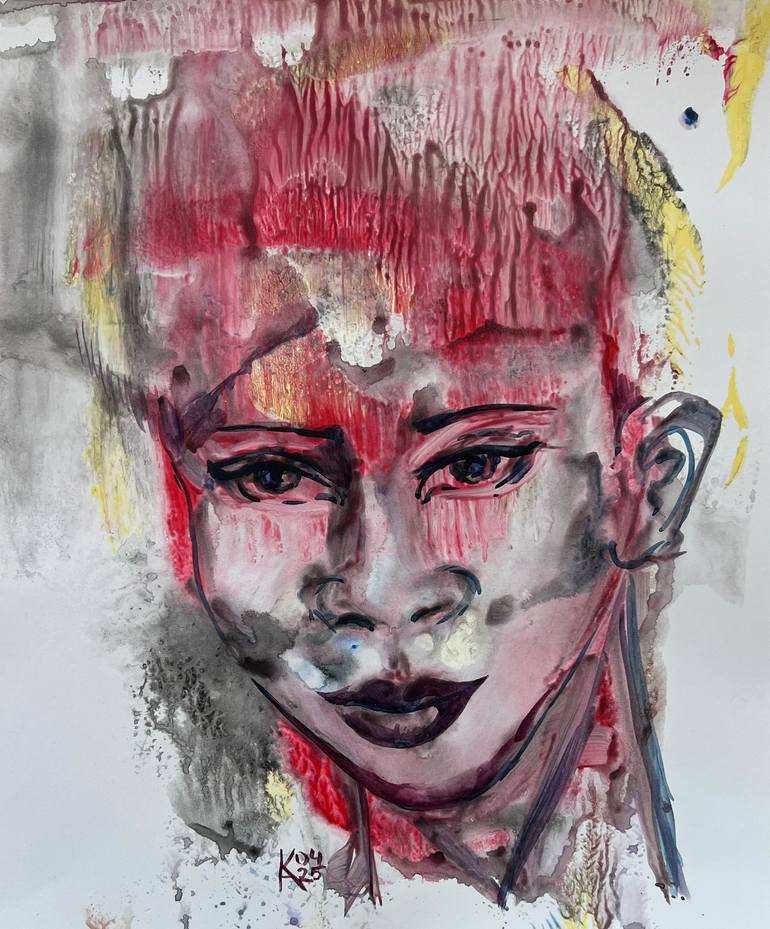 Original Women Painting by Katerina Anchugova | Abstract Expressionism Art on Paper | Reflection of the sunset