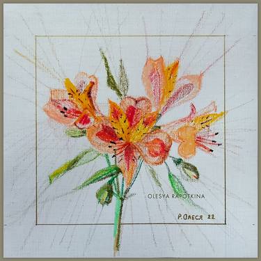 Original Impressionism Floral Drawings by Olesya Rapotkina