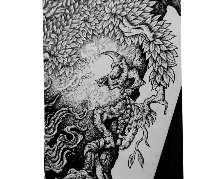Original Black & White Fantasy Drawing by Rafael Camilo