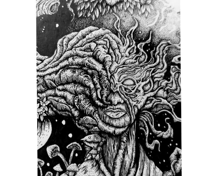 Original Black & White Fantasy Drawing by Rafael Camilo