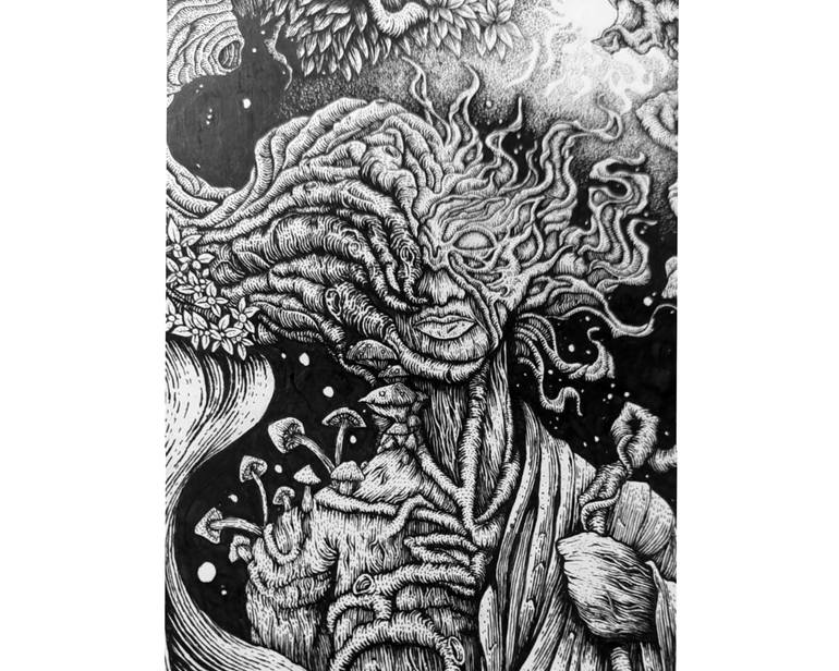 Original Black & White Fantasy Drawing by Rafael Camilo