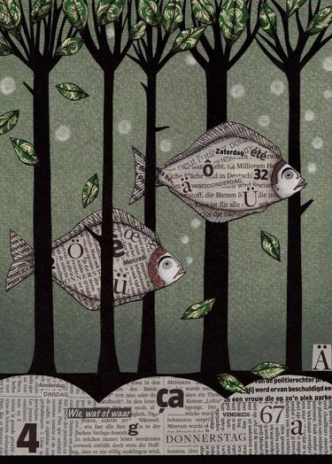 Saatchi Art Artist Judith Clay; Collage, “A Fishy Story” #art