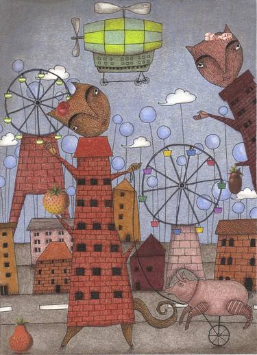 Saatchi Art Artist Judith Clay; Drawings, “Mrs. Pauline Sherman's Tea Hour in the City” #art