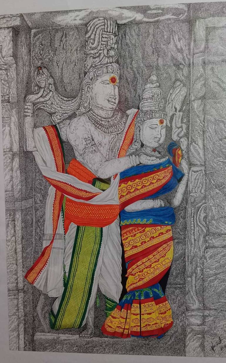 Original Black & White Love Painting by Vaishali Koli