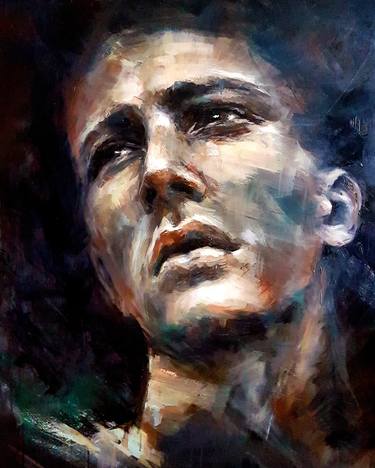 Original Portraiture People Painting by Lone Malmgren