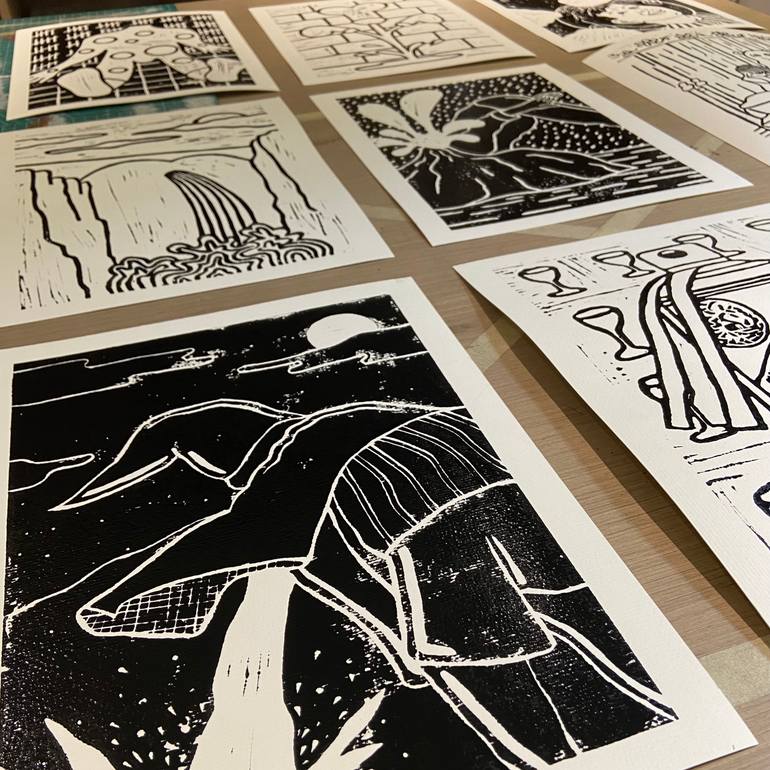 Original Black & White Body Printmaking by Rick Fraterman