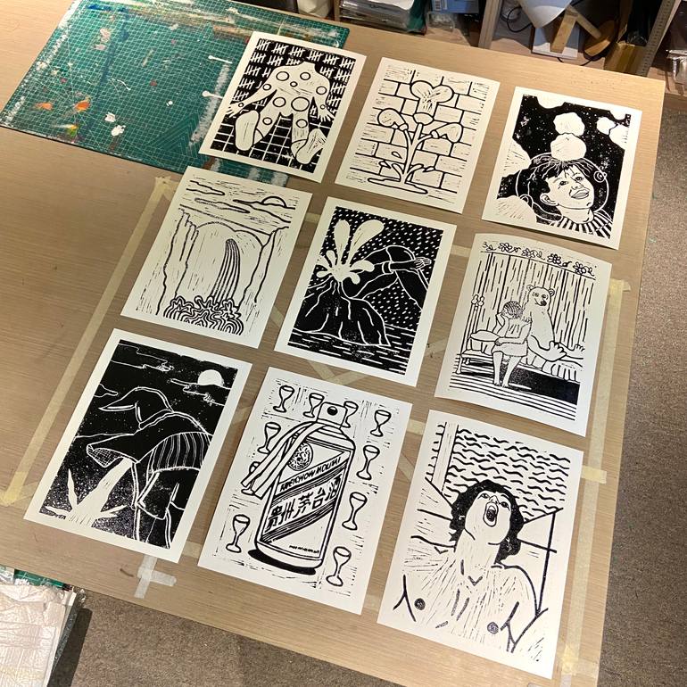 Original Black & White Body Printmaking by Rick Fraterman