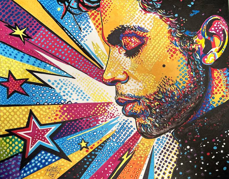 Original Famous Drawing by Neal Portnoy  Illustration Art on Canvas  PRINCE