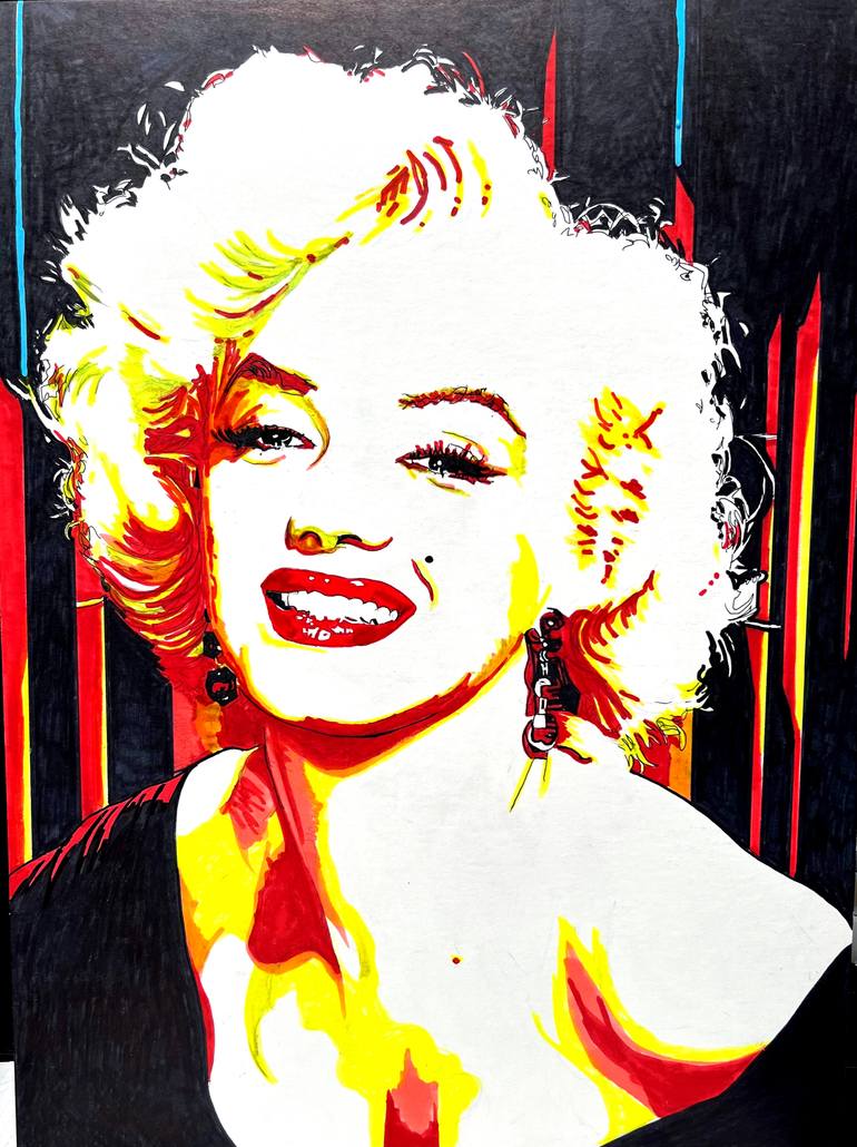 Original Famous Drawing by Neal Portnoy  Illustration Art on Canvas  Marilyn Monroe