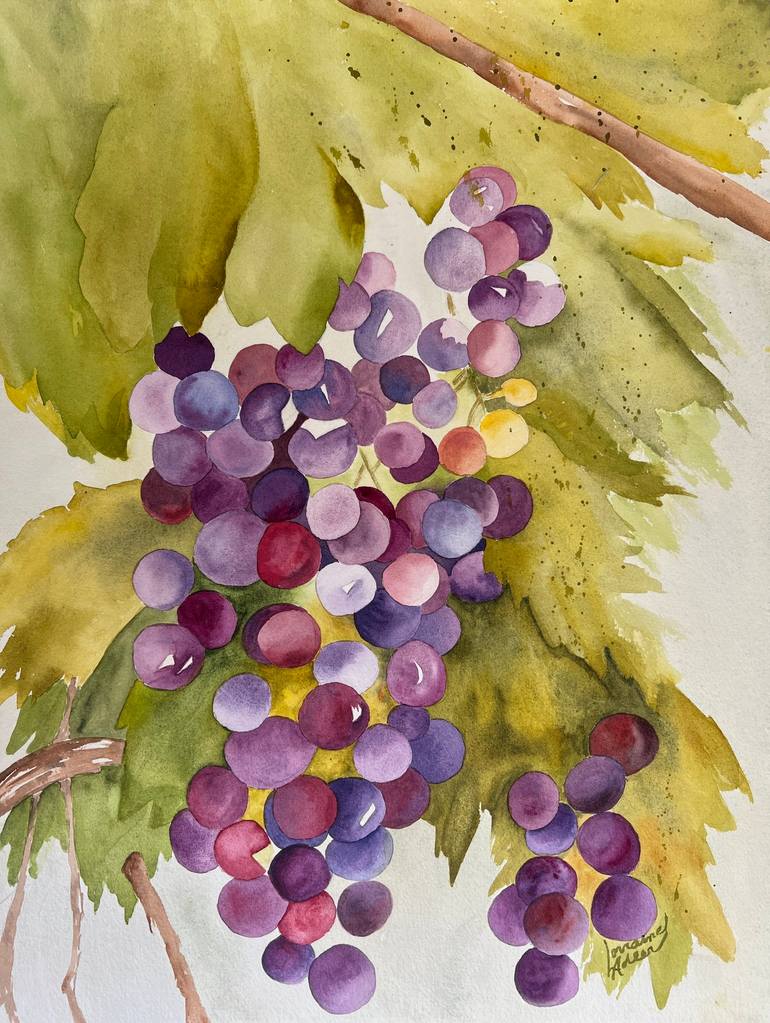 Original Botanic Painting by Lorraine Adler | Contemporary Art on Wood | A glass of red